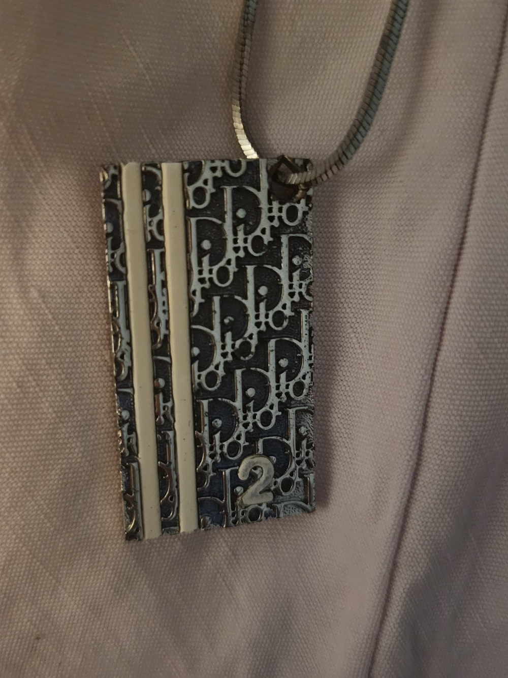 Dior monogrammed Rectangular Pendant Necklace in Black and White